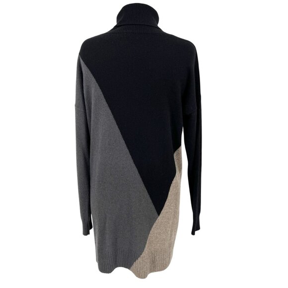 Margaret OLeary Cashmere Turtleneck Sweater Dress Black Gray Size Medium - Picture 10 of 14